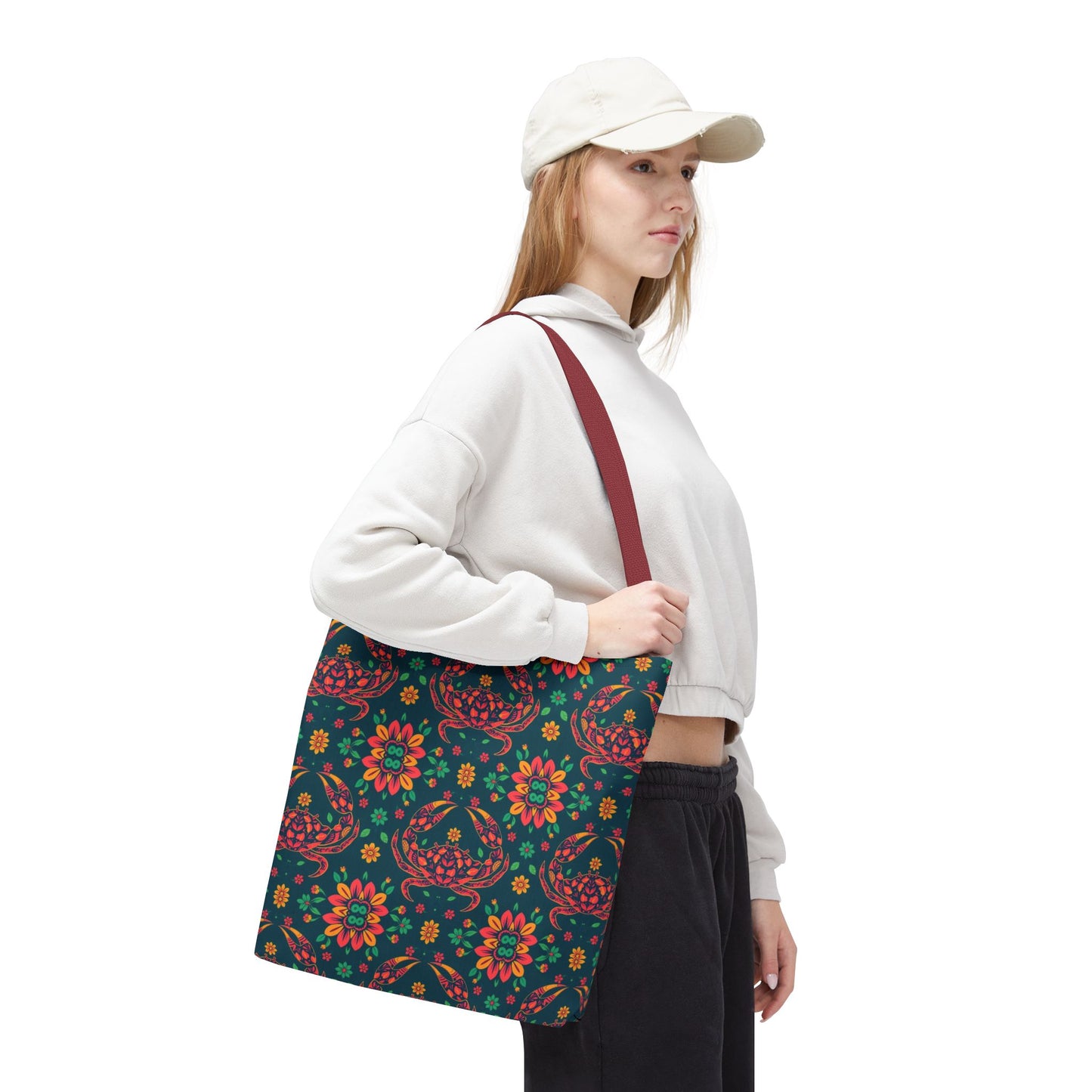 Tote Bag (AOP), Cancer, Zodiac v2, Flower Pattern