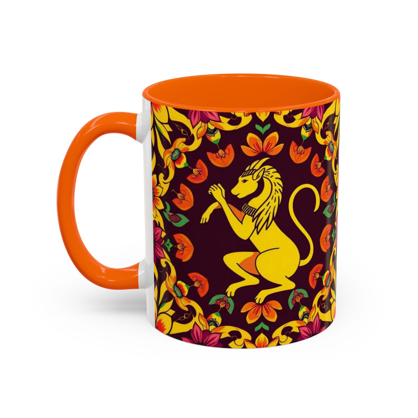 Accent Coffee Mug, Virgo, Zodiac v1. Flower Pattern, (11, 15oz)