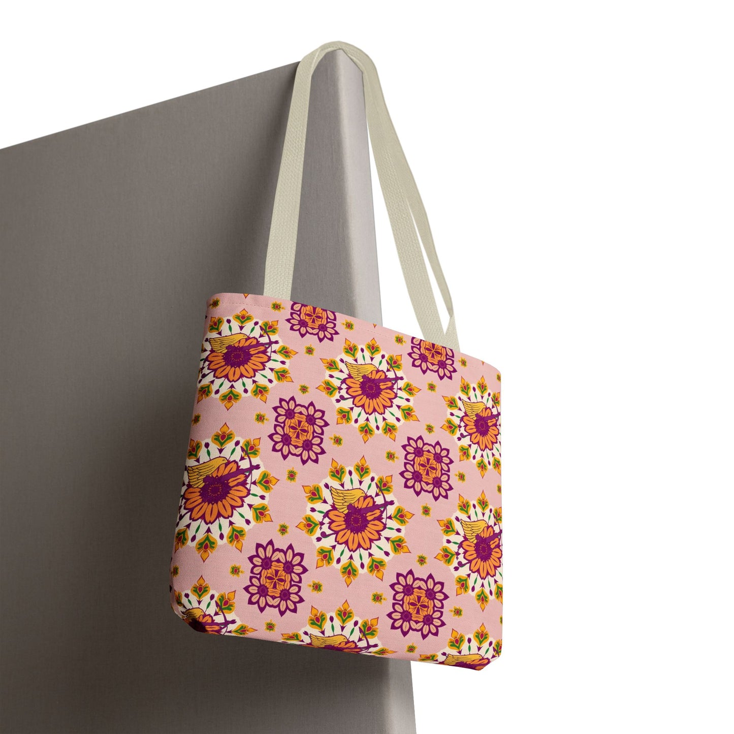 Tote Bag, (AOP), Sagitarius, Zodiac, Flower Pattern