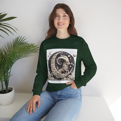 Unisex Heavy Blend™ Crewneck Sweatshirt, Stone Moon, Capricorn Zodiac Design