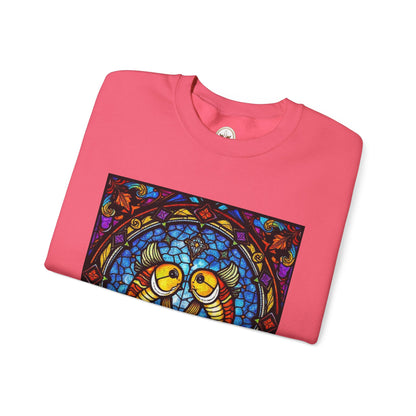 Unisex Heavy Blend™ Crewneck Sweatshirt, Glass 1, Pisces Zodiac Design