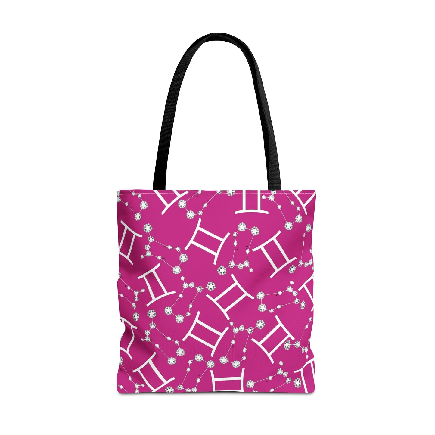 Tote Bag, Gemini Zodiac Sign, AOP, (Pink, White)