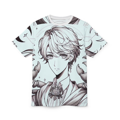 Unisex Cut & Sew T-Shirt (AOP), Anime Character, Cancer Zodiac Design, Regular fit, 100% Polyester