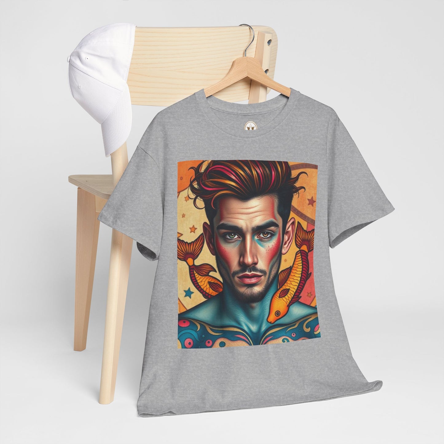 Unisex Heavy Cotton T-Shirt, Pisces, Zodiac v2, Sexy Art