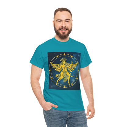 Unisex Heavy Cotton T-Shirt, Twin Angel v3, Gemini Zodiac Design