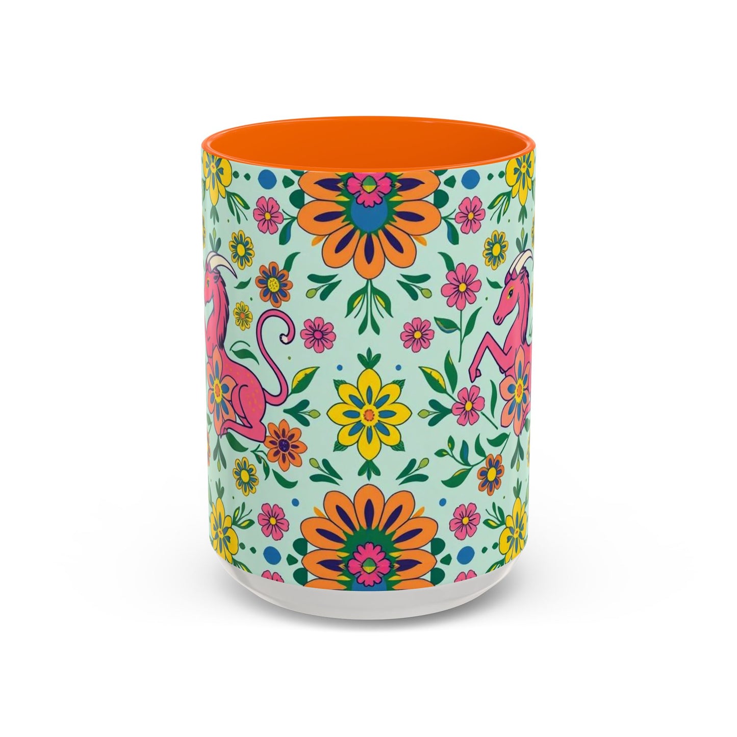 Accent Coffee Mug, Aquarius, Zodiac, Flower Pattern, (11, 15oz)