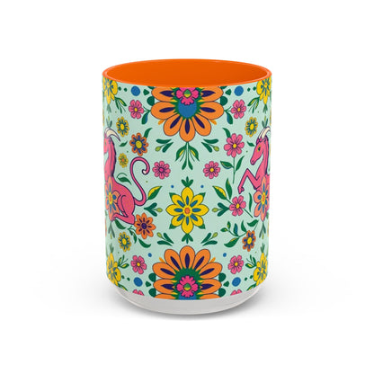 Accent Coffee Mug, Aquarius, Zodiac, Flower Pattern, (11, 15oz)