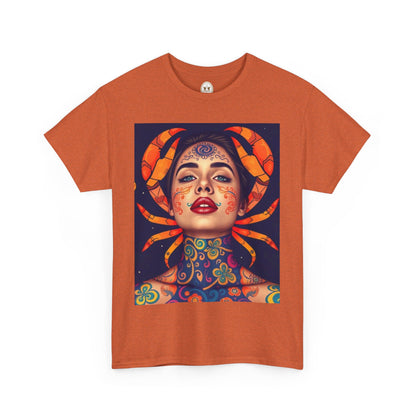 Unisex Heavy Cotton T-Shirt, Cancer, Zodiac v2, Sexy Art
