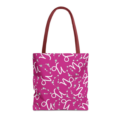 Tote Bag, Capricorn Zodiac Sign, AOP, (Pink, White)