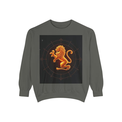 Garment-Dyed Sweatshirt, Unisex, Space Animal Design v1, Leo