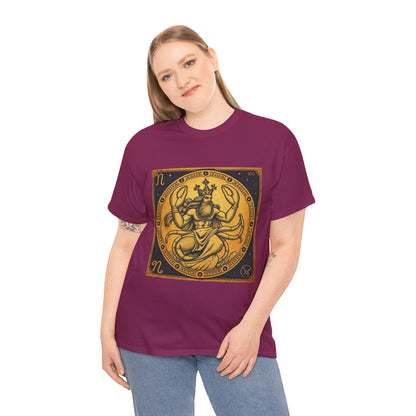 Unisex Heavy Cotton T-Shirt, Crab King v1, Cancer Zodiac Design