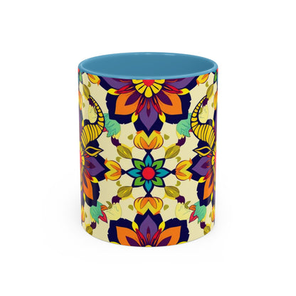 Accent Coffee Mug, Taurus, Zodiac v3. Flower Pattern, (11, 15oz)