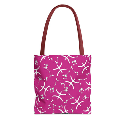Tote Bag, Pisces Zodiac Sign, AOP, (Pink, White)