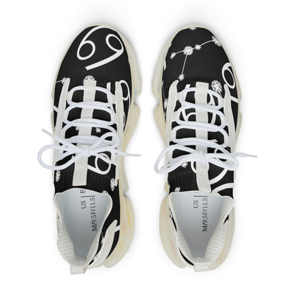 Men's Mesh Sneakers, Cancer Zodiac Sign, AOP, Black
