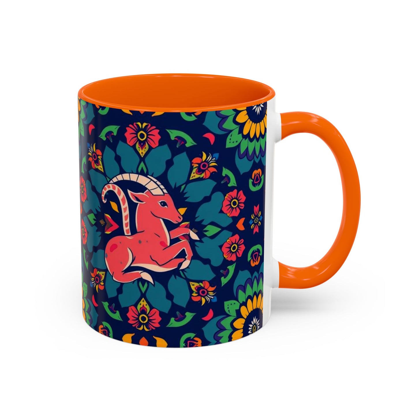 Accent Coffee Mug, Capricorn, Zodiac, Flower Pattern, (11, 15oz)