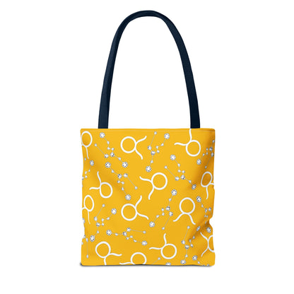 Tote Bag, Taurus Zodiac Sign, AOP, (Yellow, White)