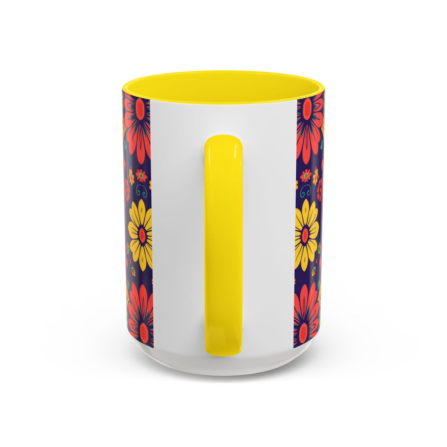 Accent Coffee Mug, Leo, Zodiac v3, Flower Pattern, (11, 15oz)