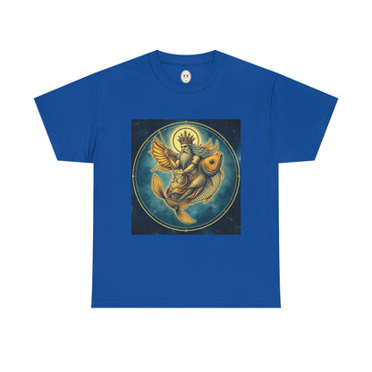 Unisex Heavy Cotton T-Shirt, Pisces King. Zodiac Design