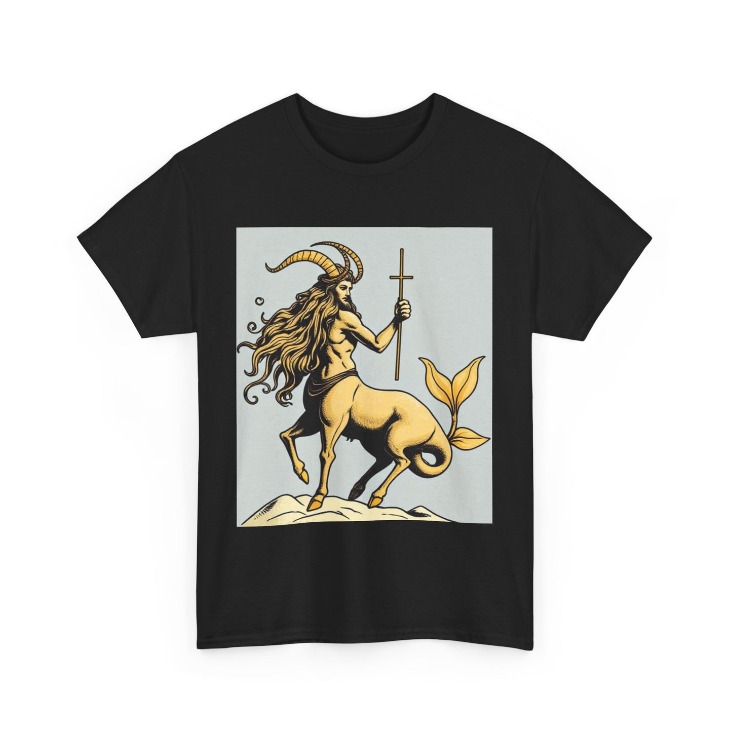 Unisex Heavy Cotton T-Shirt, Capricorn God v3, Zodiac Design