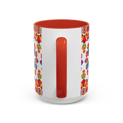Accent Coffee Mug, Libra, Zodiac v1, Flower Pattern, (11, 15oz)