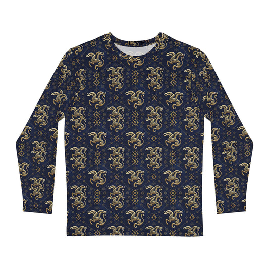 Men's Long Sleeve Shirt, (AOP), Aquarius, Zodiac v1, Pattern