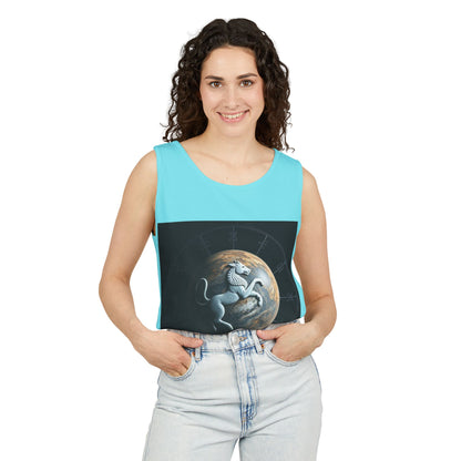 Unisex Garment-Dyed, Tank Top, Aquarius Design, Planet Animal, 100% Ringspun US cotton