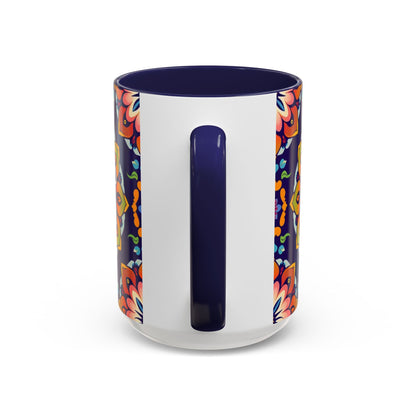 Accent Coffee Mug, Virgo, Zodiac v4. Flower Pattern, (11, 15oz)