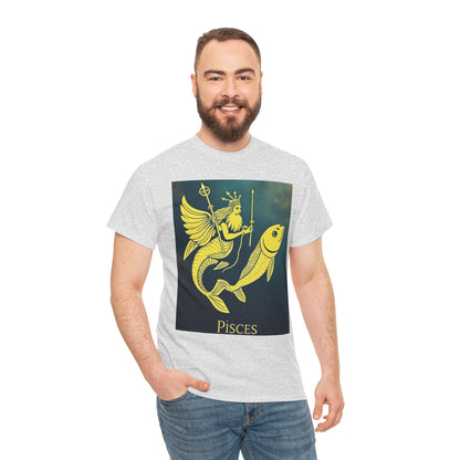 Unisex Heavy Cotton T-Shirt, Pisces Quuen v1, Zodiac Design