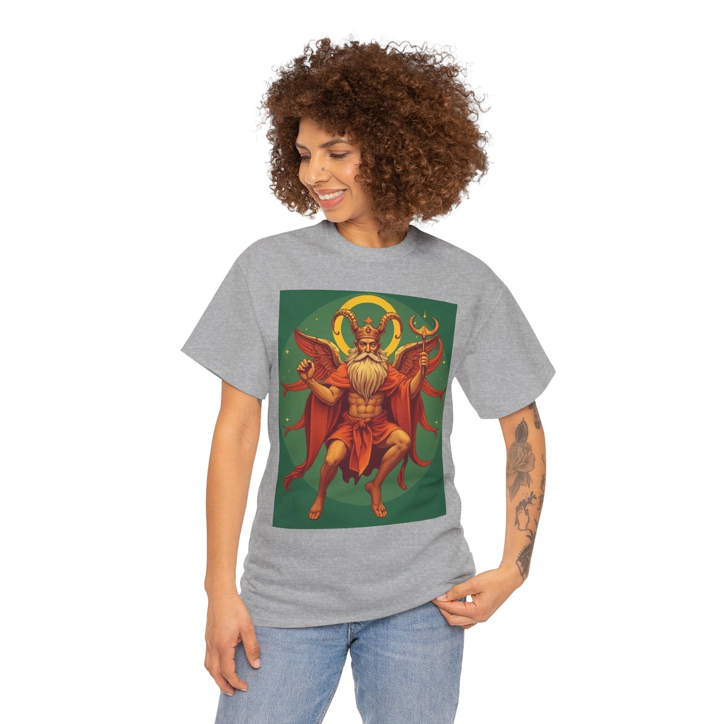Unisex Heavy Cotton T-Shirt, Aries God 1v, Zodiac Design