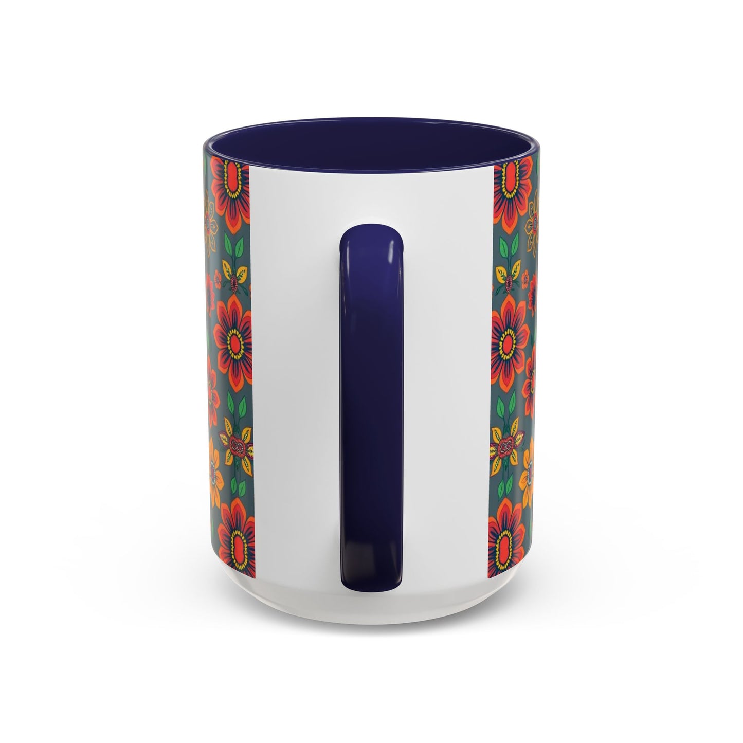 Accent Coffee Mug, Aries, Zodiac v4, Flower Pattern, (11, 15oz)