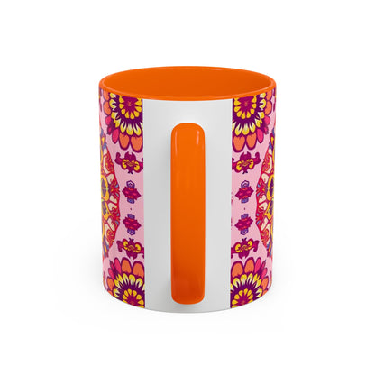 Accent Coffee Mug, Capricorn, Zodiac v3, Flower Pattern, (11, 15oz)