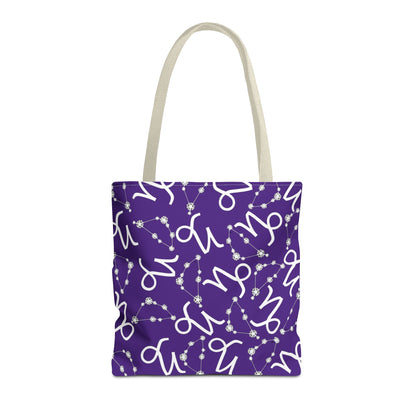 Tote Bag, Capricorn Zodiac Sign, AOP, (Purple, White)