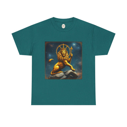 Unisex Heavy Cotton T-Shirt, King of Lions, Leo Zodiac Design