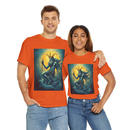 Unisex Heavy Cotton T-Shirt, Aquarius God, Zodiac Design