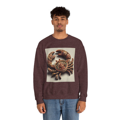 Unisex Heavy Blend™ Crewneck Sweatshirt, Crab Artifact, Cancer Zodiac Design