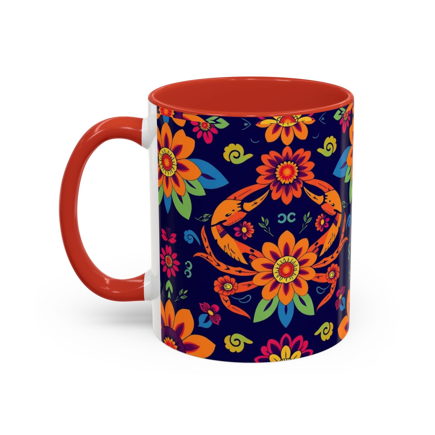 Accent Coffee Mug, Cancer, Zodiac, Flower Pattern, (11, 15oz)