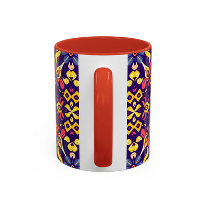 Accent Coffee Mug, Capricorn, Zodiac v1, Flower Pattern, (11, 15oz)