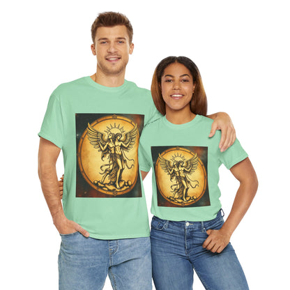 Unisex Heavy Cotton T-Shirt, Twin Angel v1, Gemini Zodiac Design