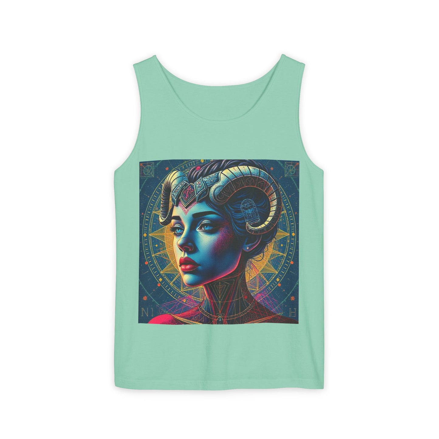 Unisex Garment-Dyed, Tank Top, Aries Design, Pop Art v1, 100% Ringspun US cotton