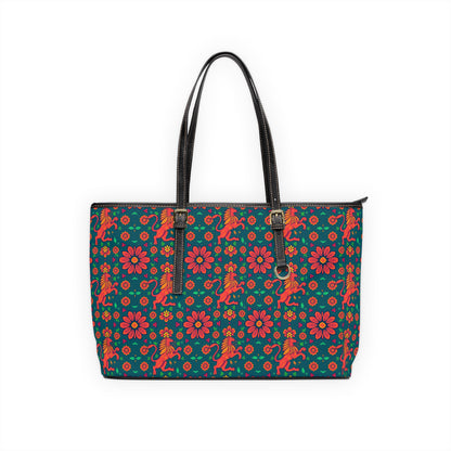 Leather Shoulder Bag, Leo, Zodiac v1, Flower Pattern