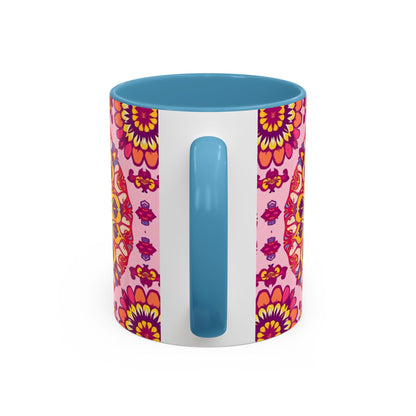 Accent Coffee Mug, Capricorn, Zodiac v3, Flower Pattern, (11, 15oz)