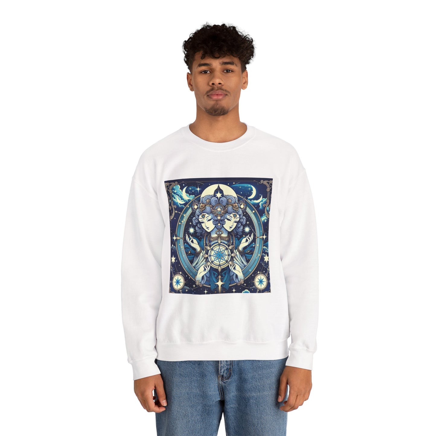 Unisex Heavy Blend™ Crewneck Sweatshirt,Twin Body, Gemini Zodiac Design
