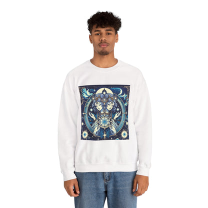 Unisex Heavy Blend™ Crewneck Sweatshirt,Twin Body, Gemini Zodiac Design
