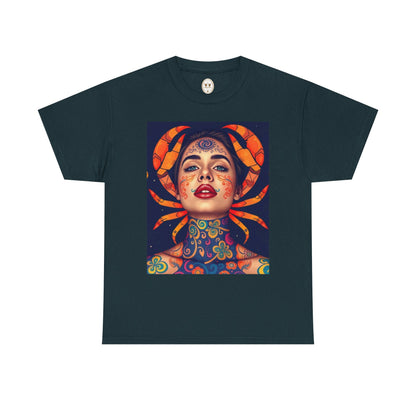 Unisex Heavy Cotton T-Shirt, Cancer, Zodiac v2, Sexy Art