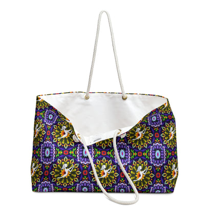 Weekender Bag, Sagittarius, Zodiac v1, Flower Pattern