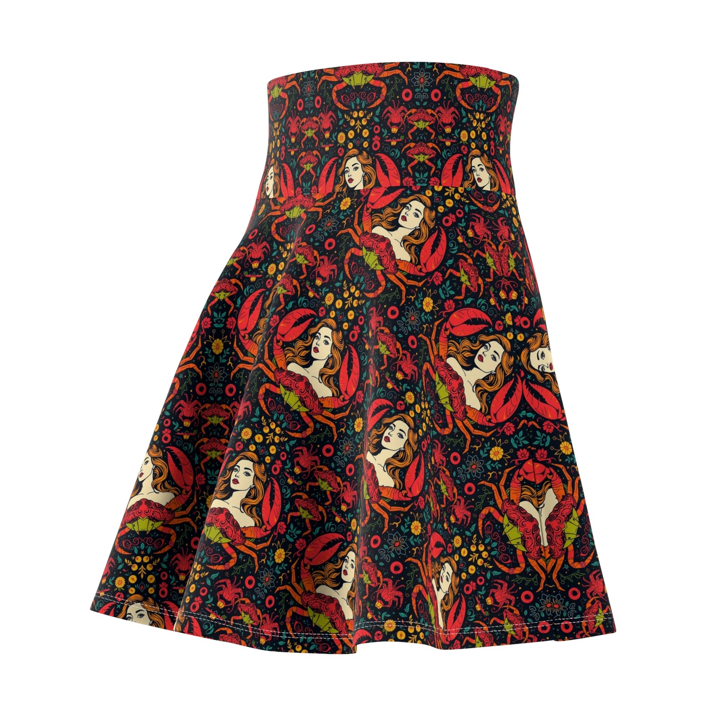 Women's Skater Skirt, (AOP), Cancer, Zodiac v2, Sexy Pattern