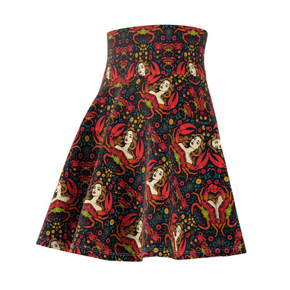Women's Skater Skirt, (AOP), Cancer, Zodiac v2, Sexy Pattern