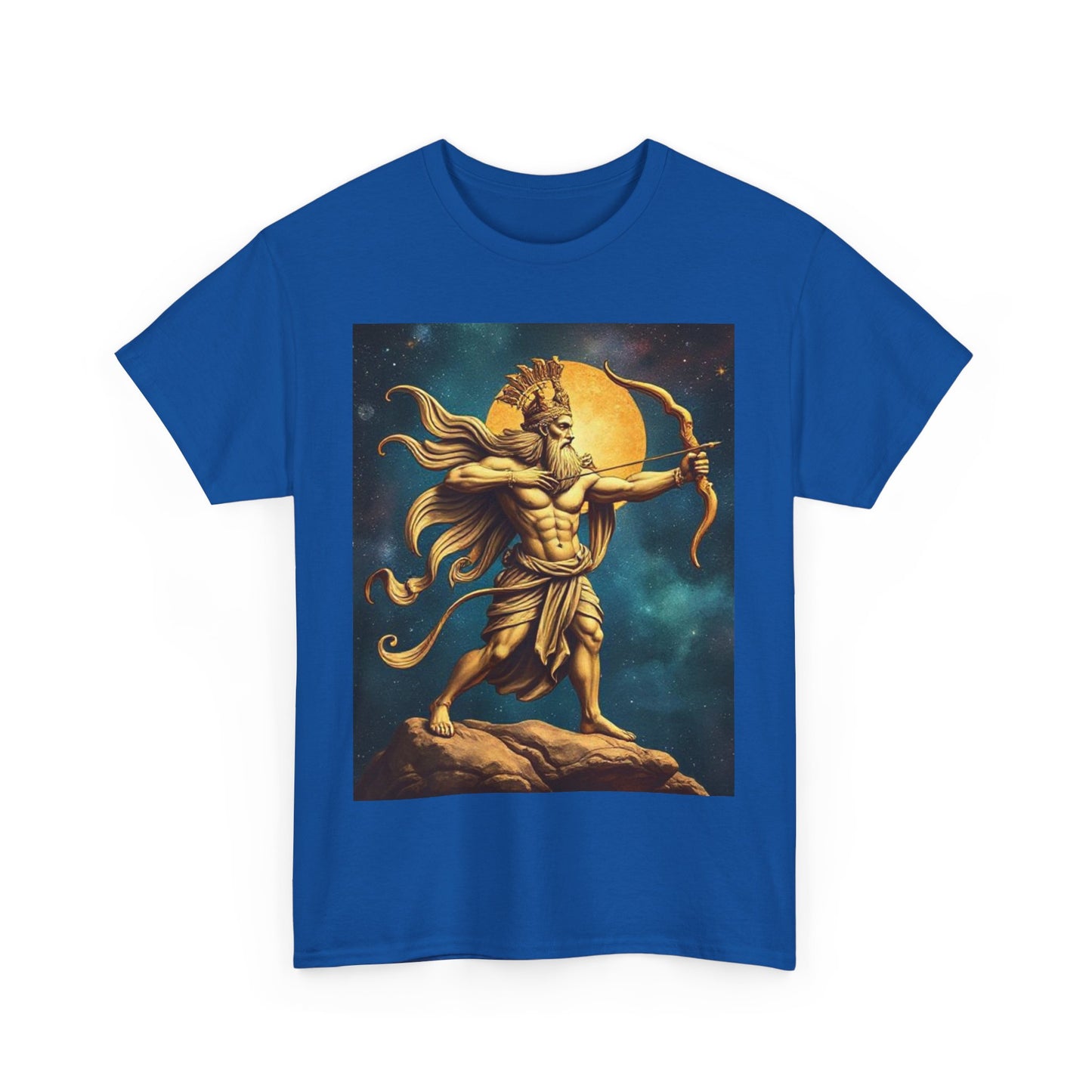 Unisex Heavy Cotton T-Shirt, Midnight Arrow, Sagittarius Zodiac Design
