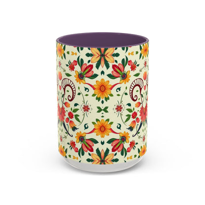 Accent Coffee Mug, Aries, Zodiac, Flower Pattern, (11, 15oz)