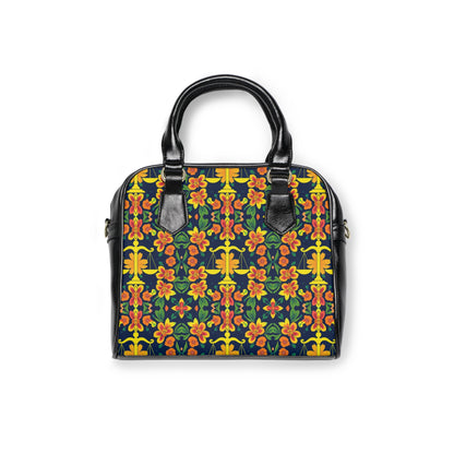 Shoulder Handbag, Libra, Zodiac v2, Flower Pattern